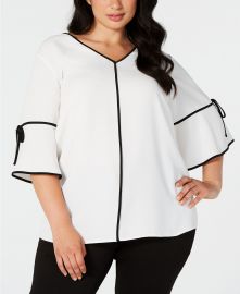 Calvin Klein Plus Size Piped-Trim Top   Reviews - Tops - Plus Sizes - Macy s at Macys